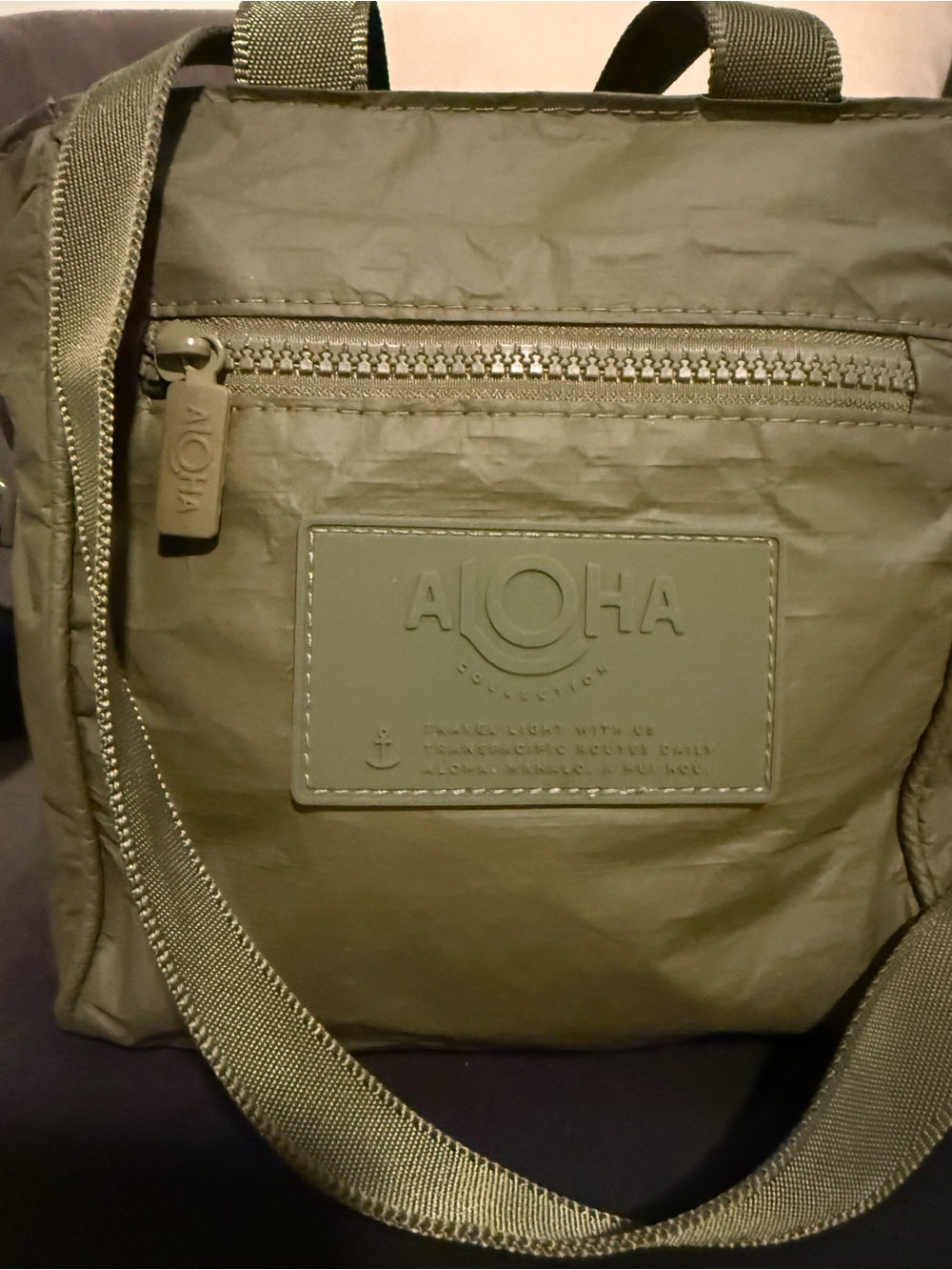 ALOHAS Olive Green Nylon Crossbody Tote - Picture 2 of 6